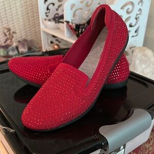 Cloudsteppers by Clarks Red Sparkle Flats